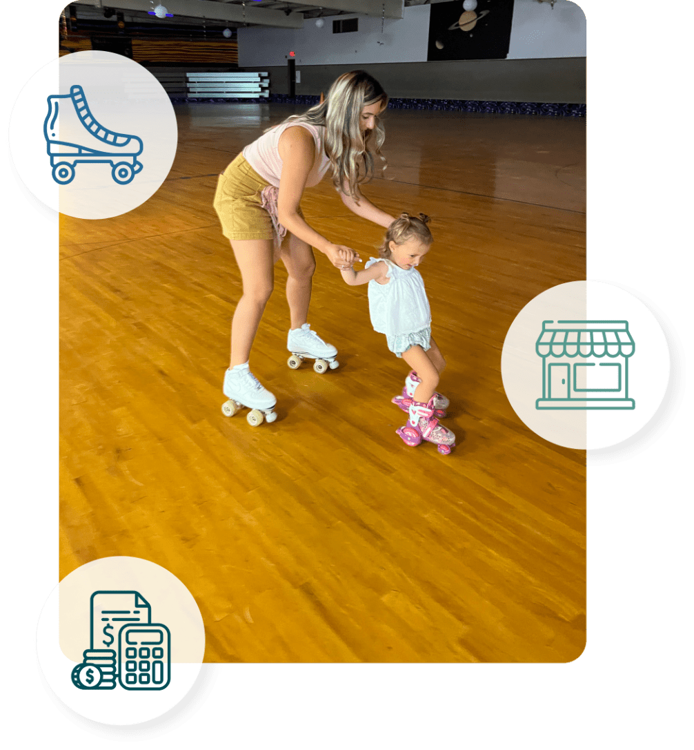 Alyssa roller skating with daughter