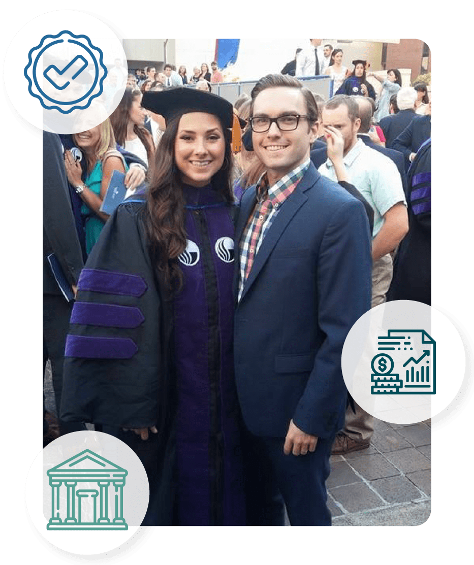 Alyssa and her husband at graduation