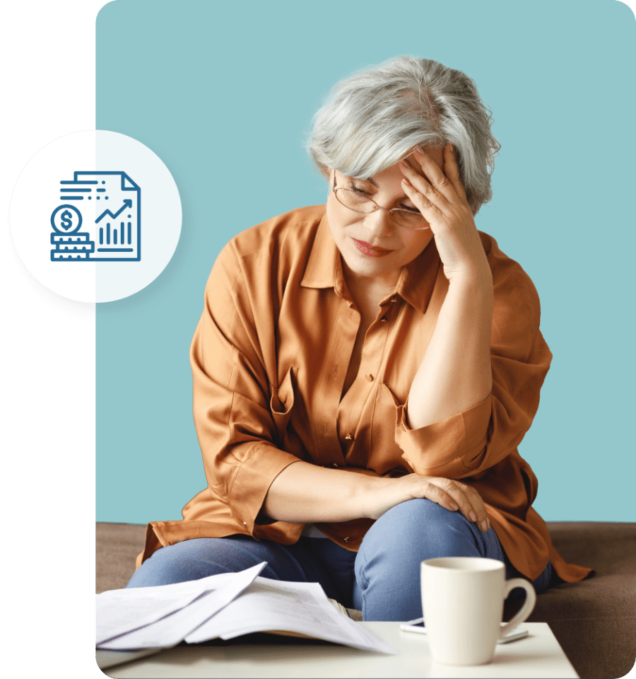 Older woman stressed over taxes