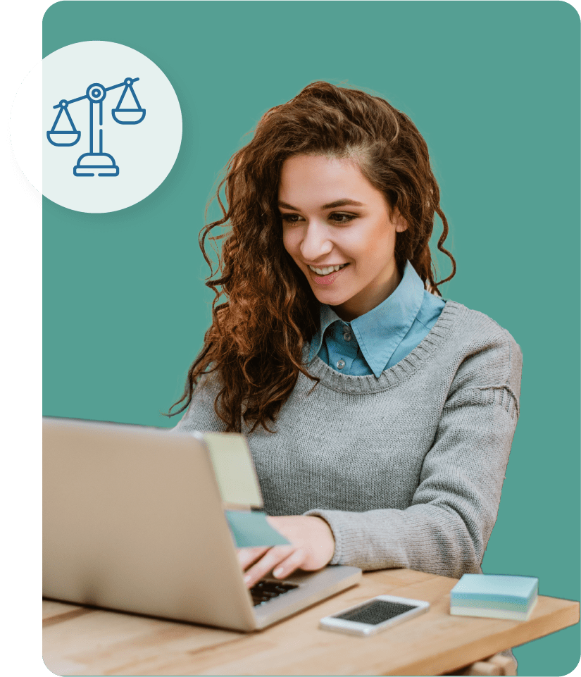 Girl at her computer