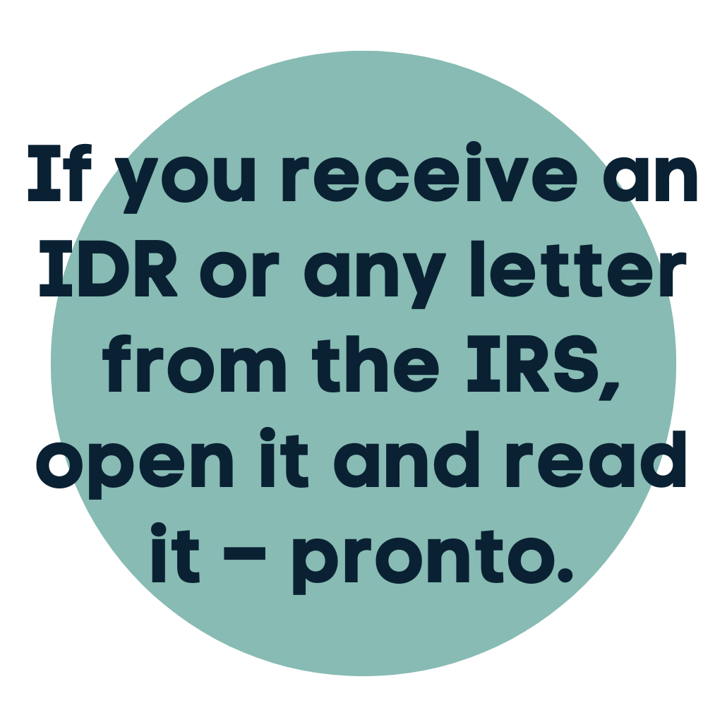 What to do if you receive an IDR letter?